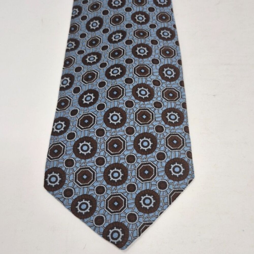 Vintage 1970s Richman Brothers Classic Width Brown & Blue Neck Tie Polyester